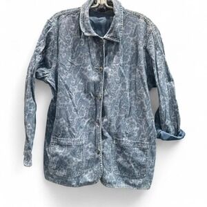 Women's retro 90s denim paisley button up top by Krazycat size M (m5) 22" ptp